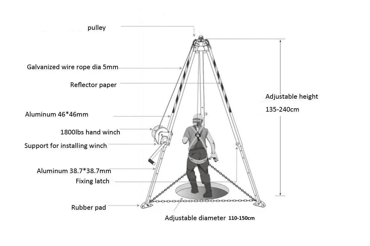 2600lb Confined Space Lifting Equipment Safety Tool Rescue Tripod