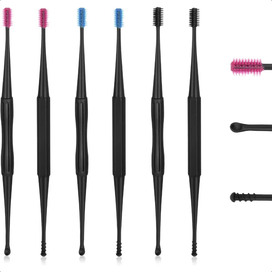 QGrips Ear Wax RemovalSpiral Ear Wax Removal Tool 6PCS Reusable Earwax Removal Kit Safe Ear Cleaner Soft Silicone Double Sided