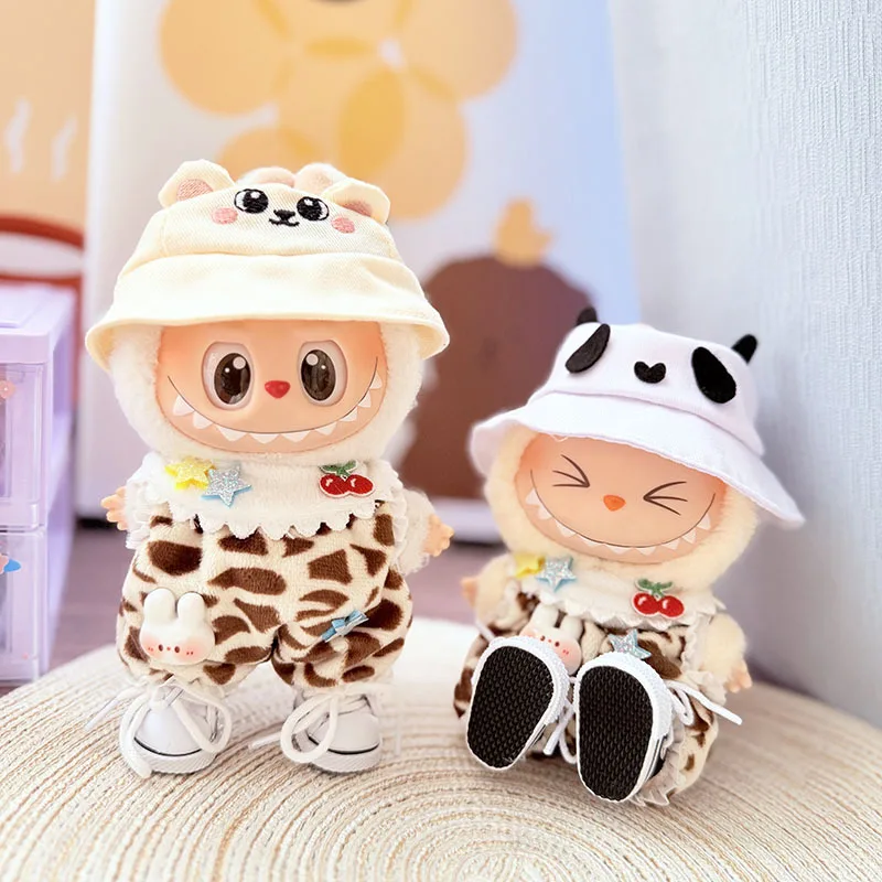 

Labubu Doll Clothes Cherry Leopard 15/17cm Labubu I II Idol Dolls Plush Doll'S Clothes Sitting Party Accessories DIY Gifts