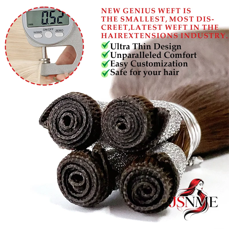 JSNME High Quality Genius Weft Extensions 100% Real Human Hair Sew In Weft Bundles Extensions Blonde 14