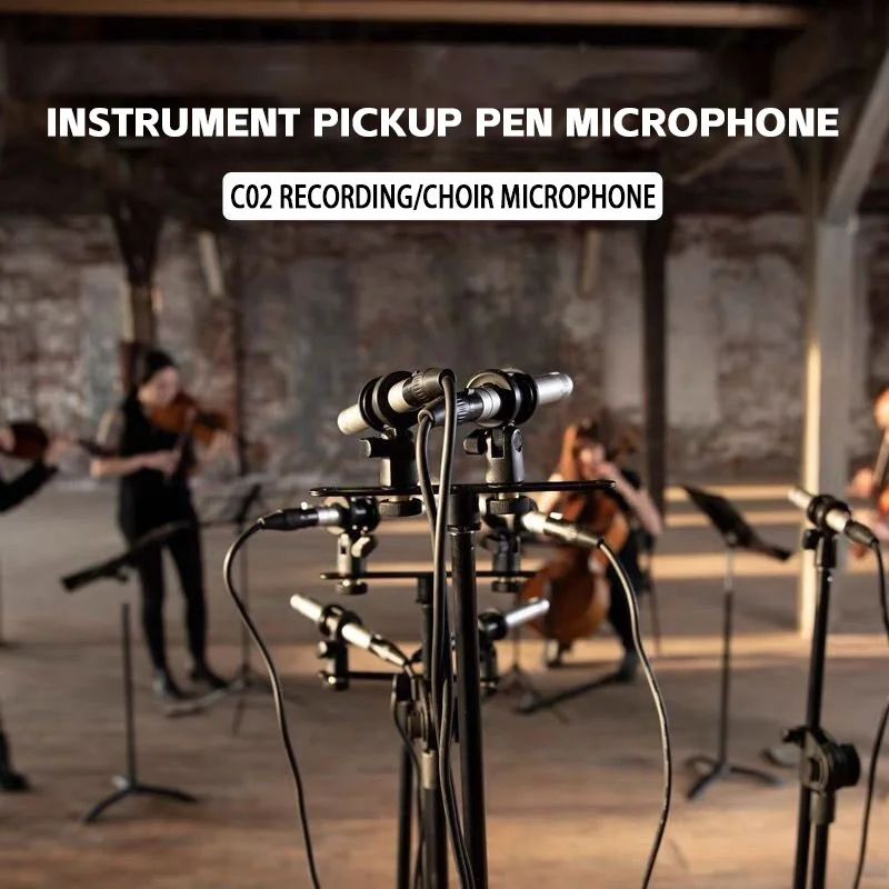 C02 Small Diaphragm Condenser Microphone, Pencil Mic Stereo Recording for Piano Guitar, Choir Stage, ASMR, Audiobook, Live Sound