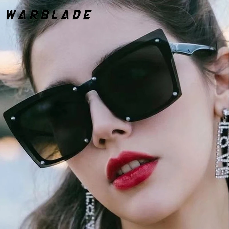 

Trendy Luxury Rivets Decorate Square Frame Women's Sunglasses Brand Designer Oversized Men Sunglass Drive Sports Eyewear UV400