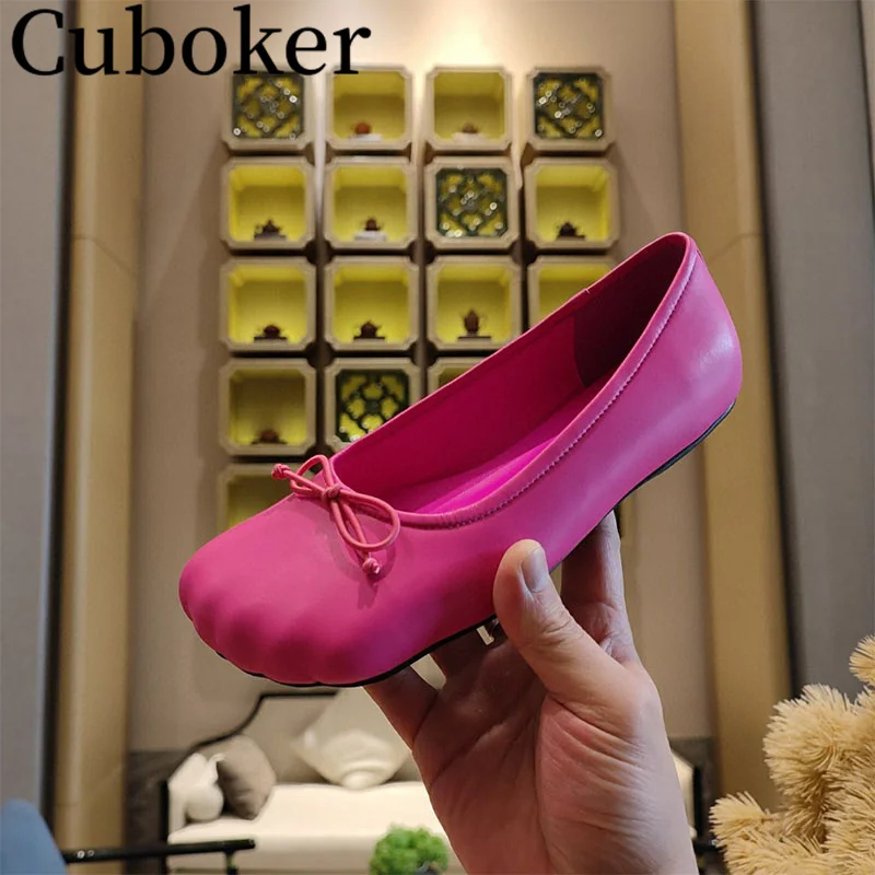 

2023 Runway Brand Flats Five Fingers Shoes Leather Women's shoes Dress Party Shoes Bow knot Spring Autumn Shoes for Women mujer