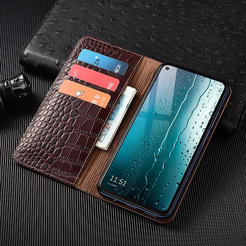 

Crocodile Genuine Leather Flip Case For OPPO Find X X2 X3 X5 X6 X7 X8 X8S Pro Plus Lite Ultra Wallet Cover Cases Scratch Proof