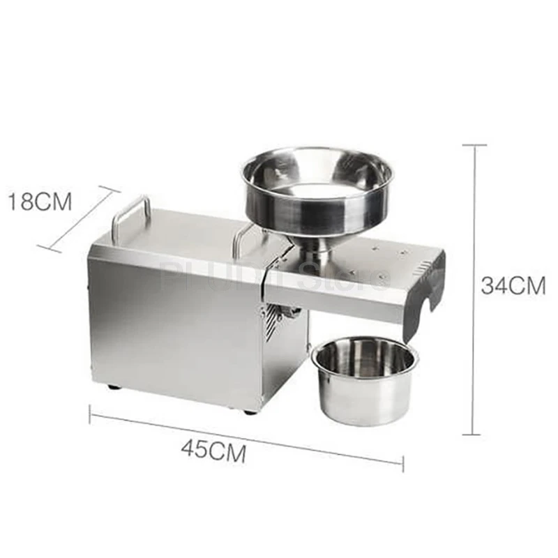 Pressa per olio in acciaio inossidabile da 750 W 6-9 kg/ora per uso domestico commerciale con grande tramoggia e estrattore per pressa per olio a caldo freddo