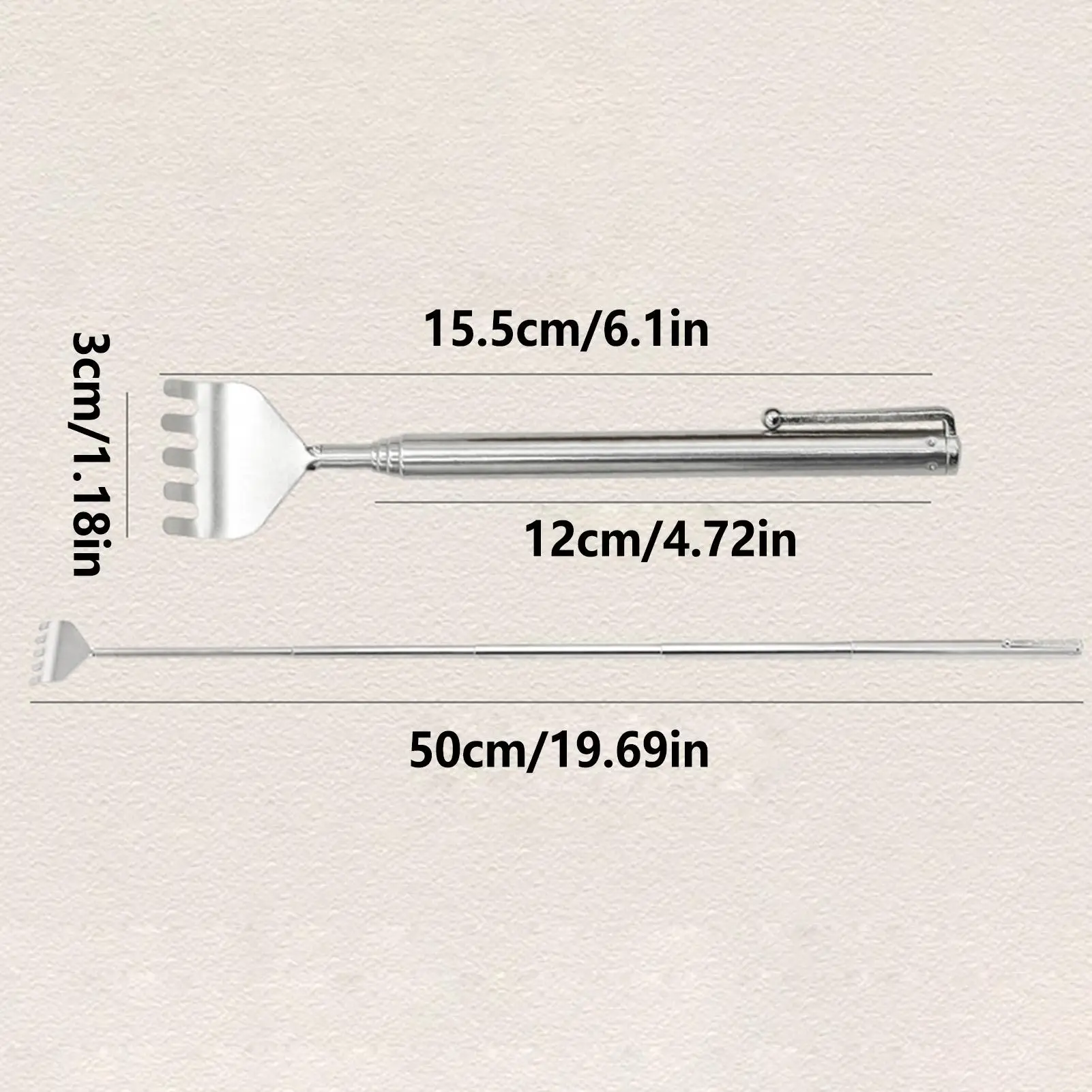 Back Scratcher Extendable Portable Stainless Steel Compact Massager Portable Back Scratcher for Shoulder Home Gym Offices - view 6