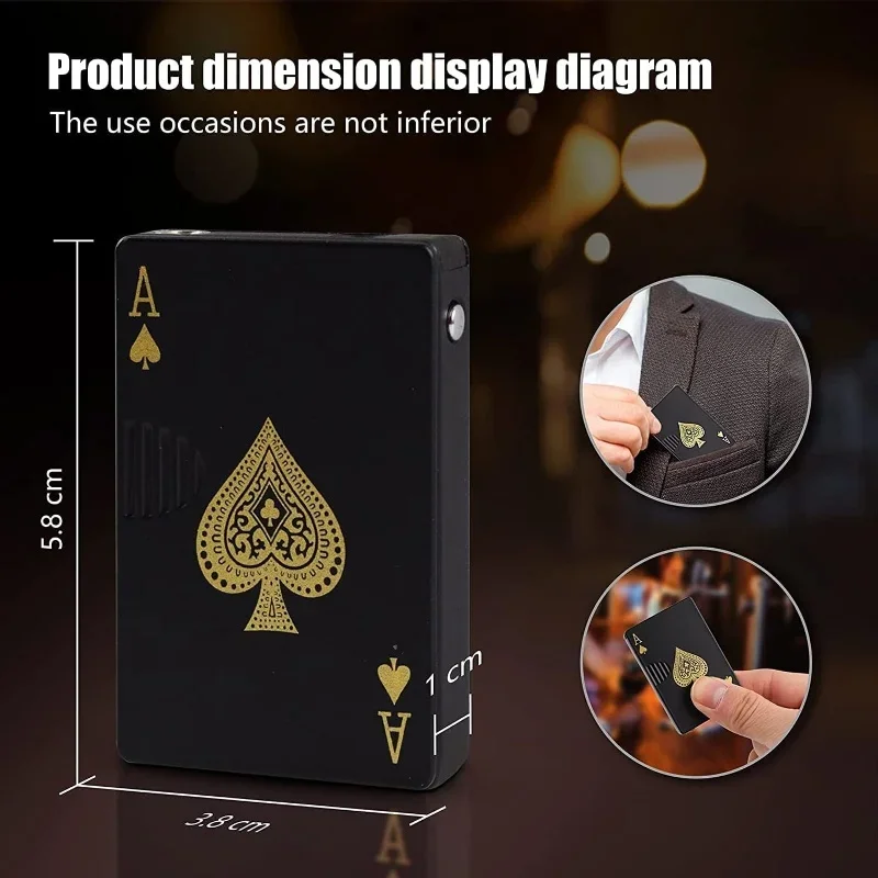 Metal Poker Card Shaped Lighter with Cash Detector Light Windproof Decompression Portable Turbine Torch Lighter for Men's Gift view 5