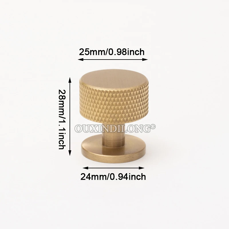 20PCS Solid Brass Knurled Furniture Pulls Handles Drawer Knobs Cupboard Wardrobe Bookcase Closet Dresser Cabinet Pulls Knobs