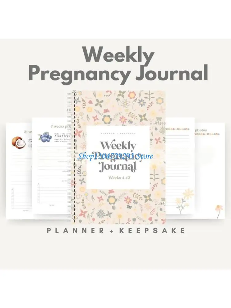 Pregnancy Journal Notebook with 4-42 Weekly Sections for Tracking Body Changes 