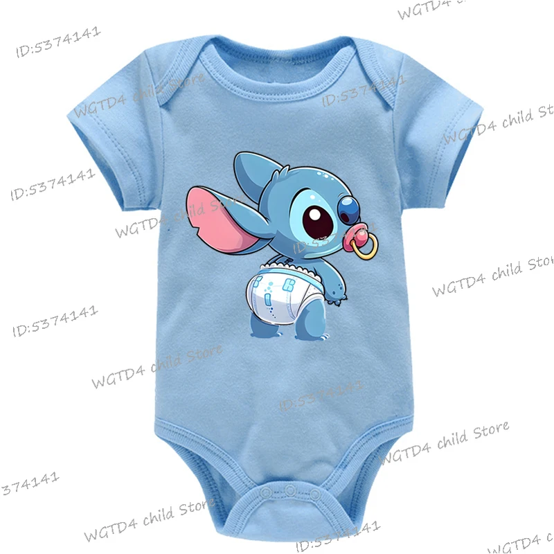 

Stitch Baby Onesie Soft Short-Sleeve Romper with Cartoon Print Newborn Girl Boy Bodysuits Stitch Kawaii Cartoon Cotton Jumpsuit