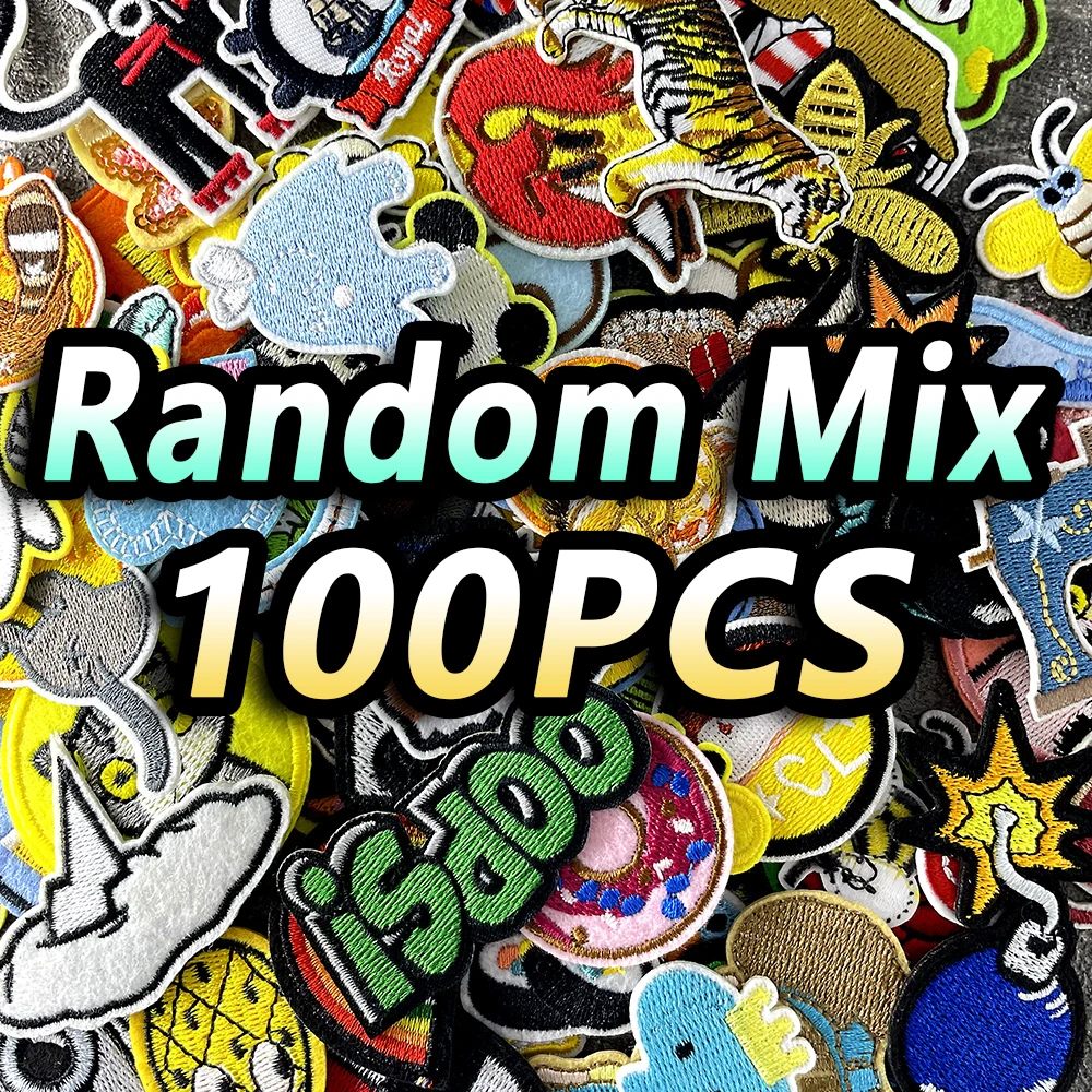 Randomly Mix 100 Pieces Patches Embroidery Applique Ironing Clothing Sewing Supplies Decorative Handmade Cartoon Patch