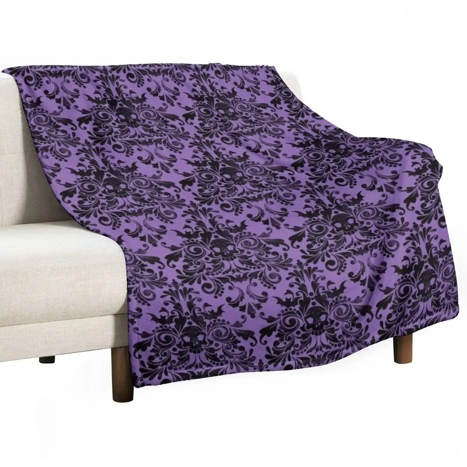 

Skull Damask Pattern Throw Blanket Thins Baby Blankets