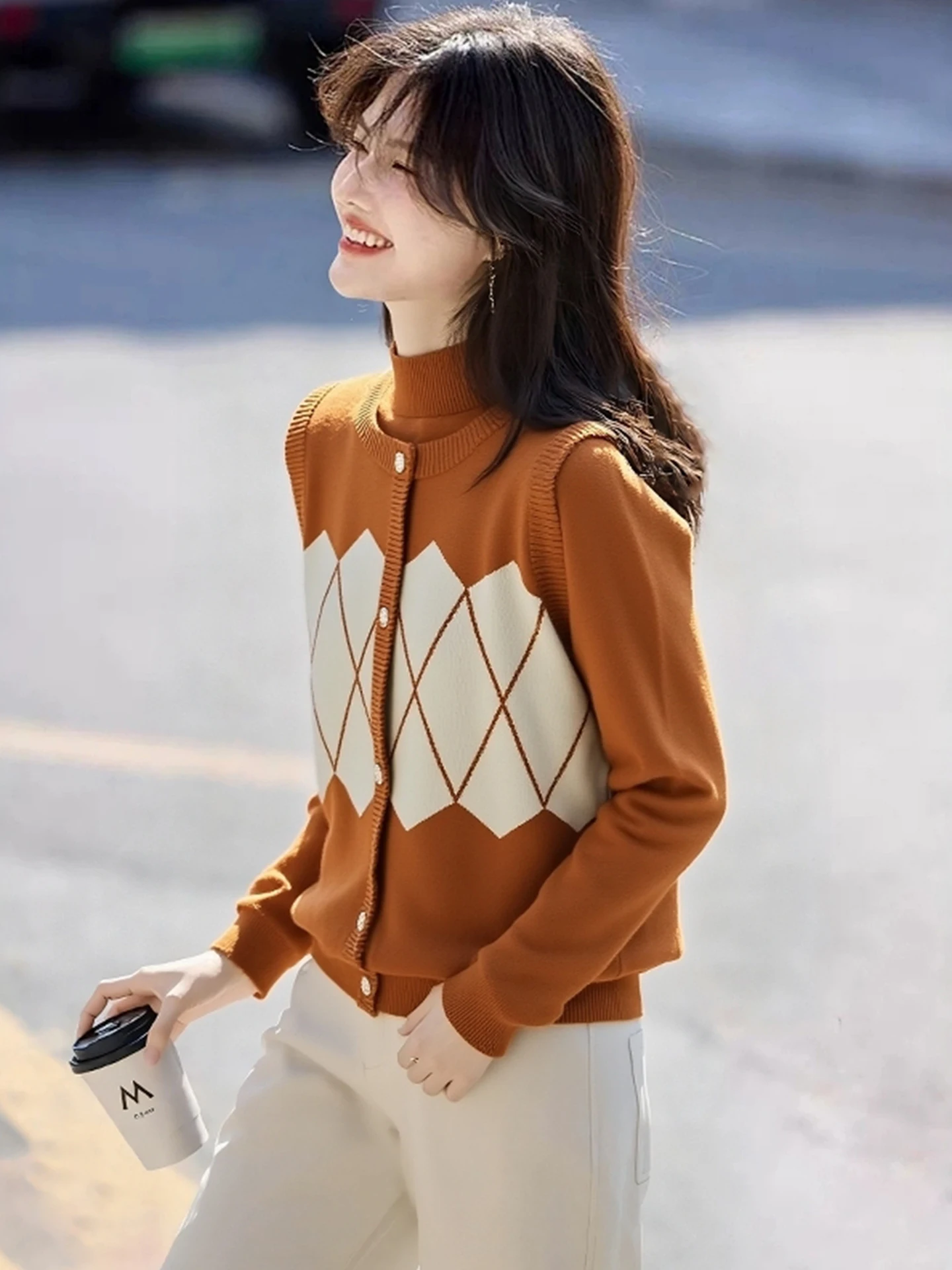 

Color Blo Design Camere Knitwear f Свитер с высоким воротником Long Sve Женский модный зимний новый свитер для поездок на работу в Корейском стиле...