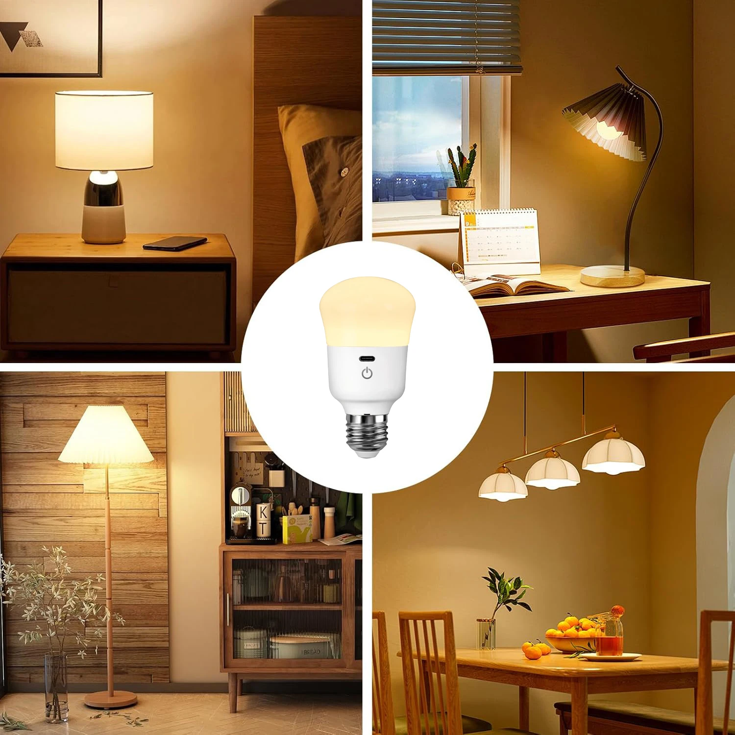 Usb rechargeable Light Bulb with Remote Control Dim & RGB, Timer,Backup Emergency Light for Home or Outdoor