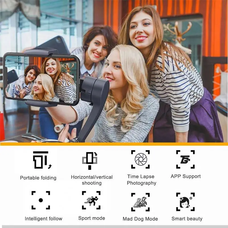 Высококачественный ручной 3-осевой шарнирный стабилизатор для фото-и видеозаписи смартфона