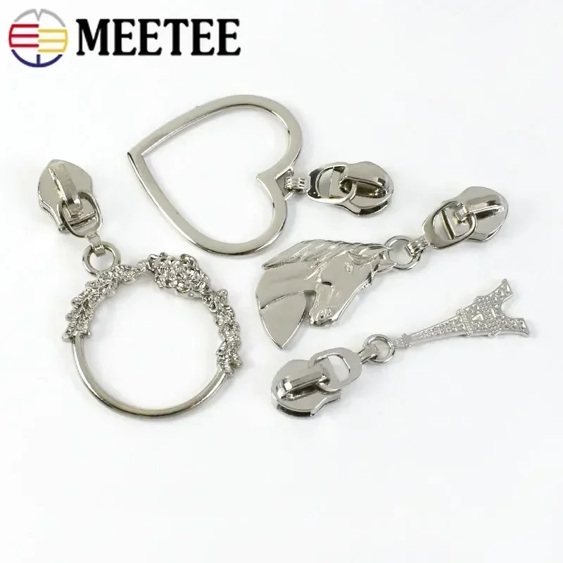 10 قطع 5 #   سحاب معدني المتزلجون لسحابات النايلون بواسطة متر حقيبة الخياطة السحابات تسحب محفظة الرمز البريدي رؤساء طقم تصليح DIY الملحقات