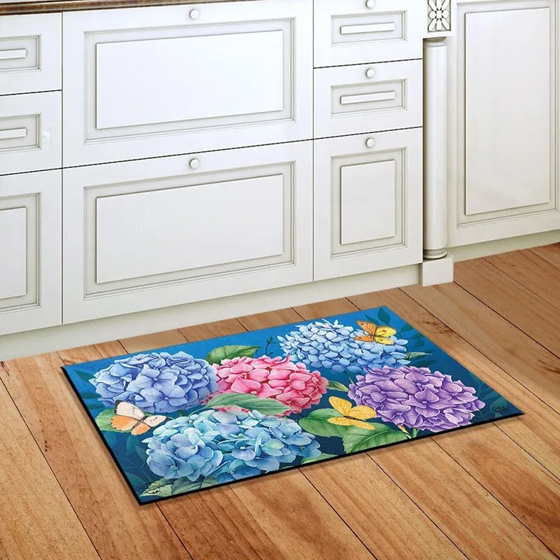 Spring Flower Dragonfly Welcome Doormat Indoor Outdoor Entrance Floor Rug for Front Door Patio Garden Home Decor
