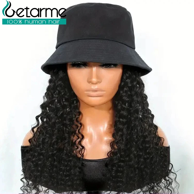 

Парик-кепка Deep Wave из 100% натуральных волос, полностью машинной работы, для женщин, 8-22 дюйма, из волос Реми, кудрявые парики