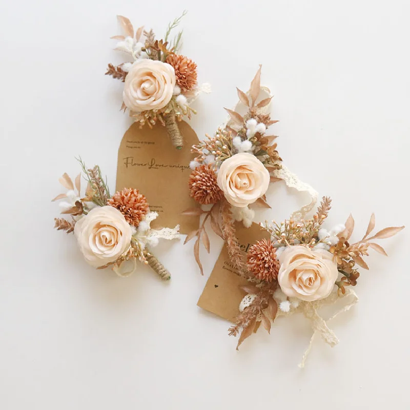 2431 Hochzeit Blumenstrauß künstliche Blume Geschäfts feier Eröffnung Gast Corsage Bouton niere übergeben Blume Champagner