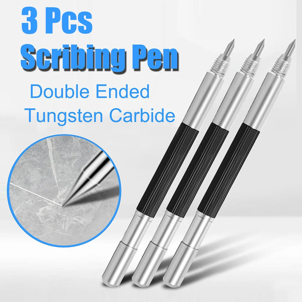 3Pcs/Pack Double Ended Carbide Scribing Pen Metal Wood Glass Tile Cutting Marker Pencil For Metalworking Woodworking Hand Tools