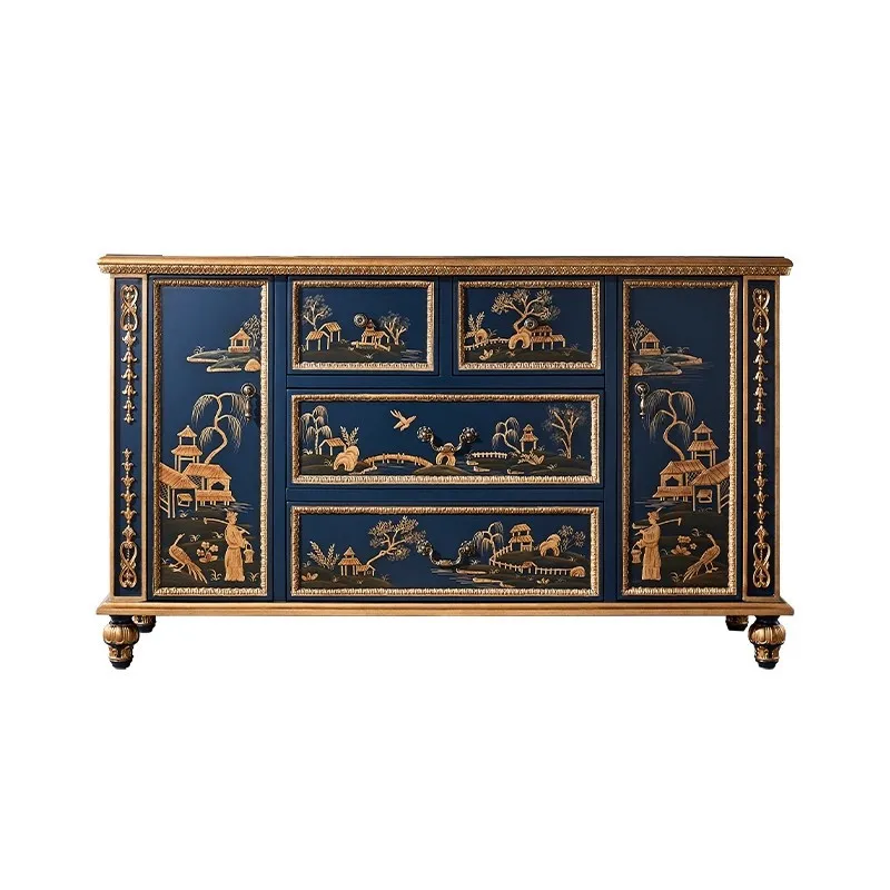 Retro Wood Carving Painted Decoration Pendant Ornament for Entry Corridor Dining Room Living Space
