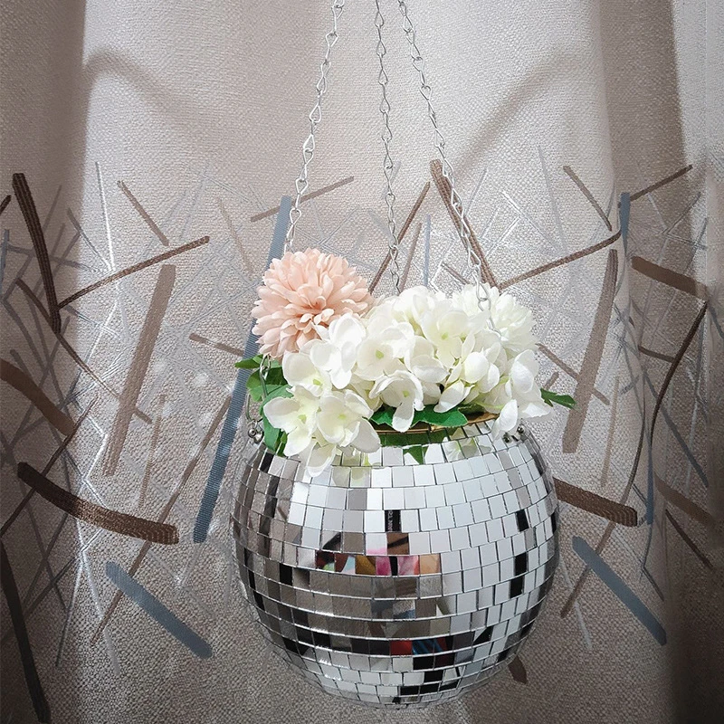 15cm Hanging Mirror Spherical Plastic Seeder Horticultural Hanging Seeder Indoor Seeder Flower Pot Hanging Basket