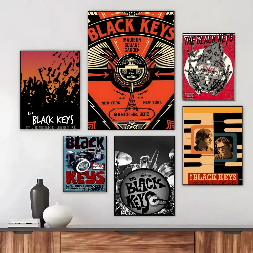 Rock Band T-The Black Keys Poster Self-adhesive Living Room Bedroom Party Bar Decor Moisture-proof Fade-resistant