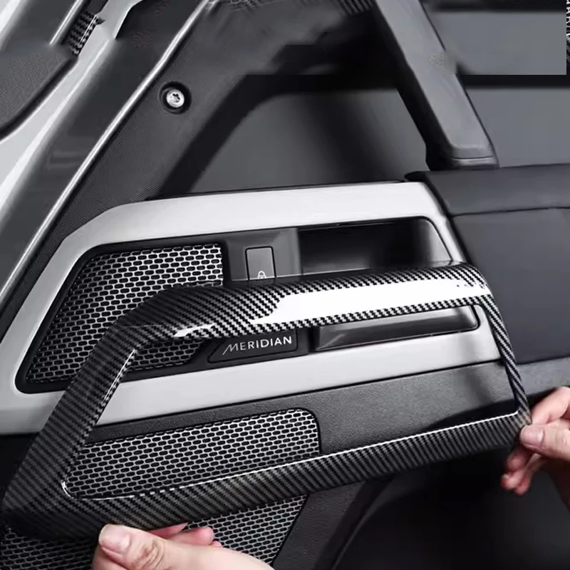 For Land Rover Defender 90 110 2020-2026 Car Door Inner Handle Decorative Frame Cover Stickers real carbon fiber Accessories
