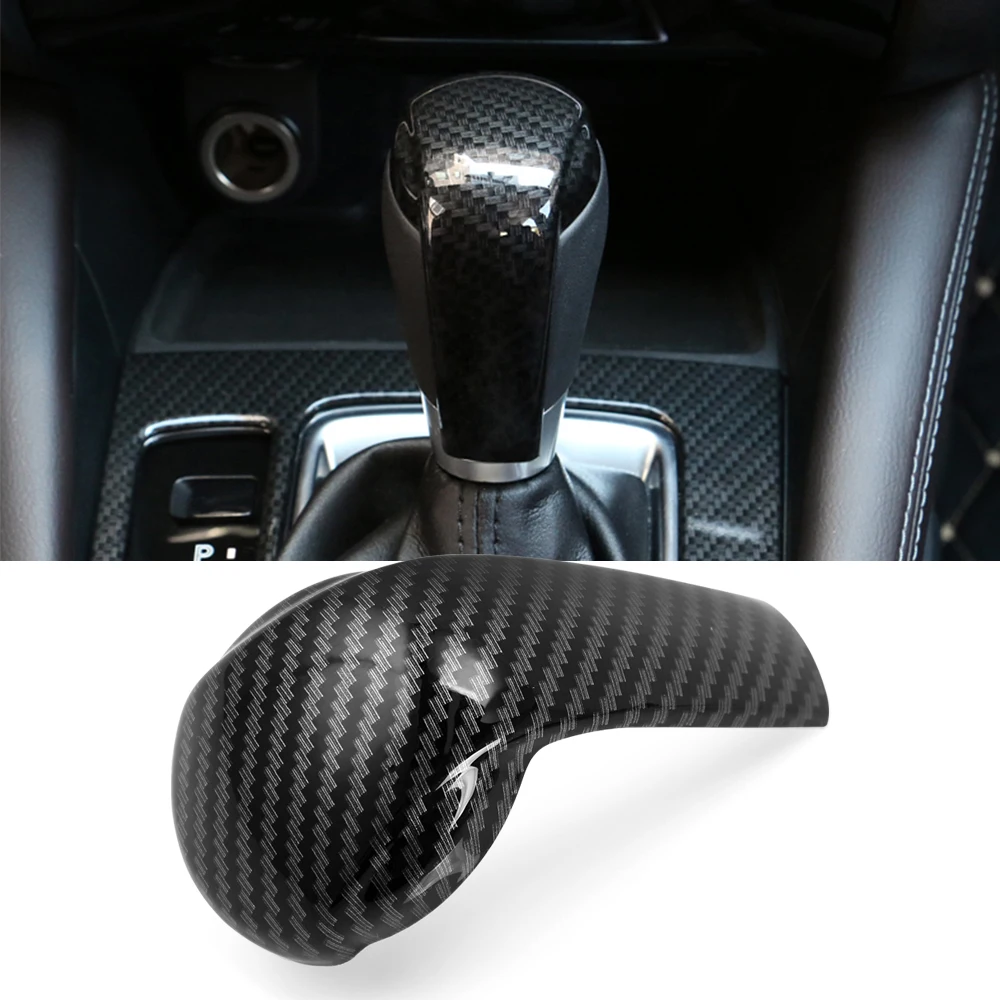 Car Carbon Fiber Look Gear Head Shift Knob Sticker Trim Handle Cover Accessories for Mazda 2 6 3 CX-3 CX-5 KF CX-8 CX-9