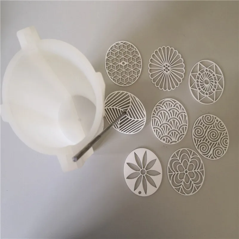 2022 new oval silicone soap mold with eight pull through soap shapers acrylic patterns Kaleidoscope soap making tools