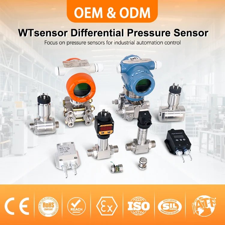 IP65 500pa 1kPa 5kpa 4-20mA Differential Pressure Sensor Digital Air Gas Wind Differential Pressure Transmitter