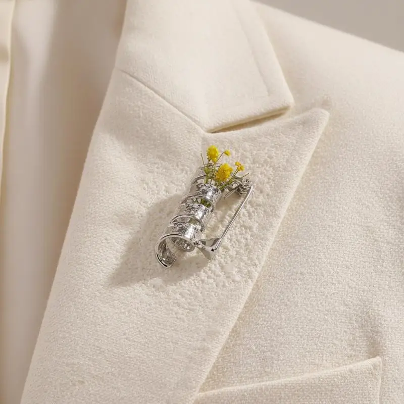 Creative Miniature Vase Frame Necklace Brooch Pendant with Dried Flowers for Women Jewelry Unique Accessories