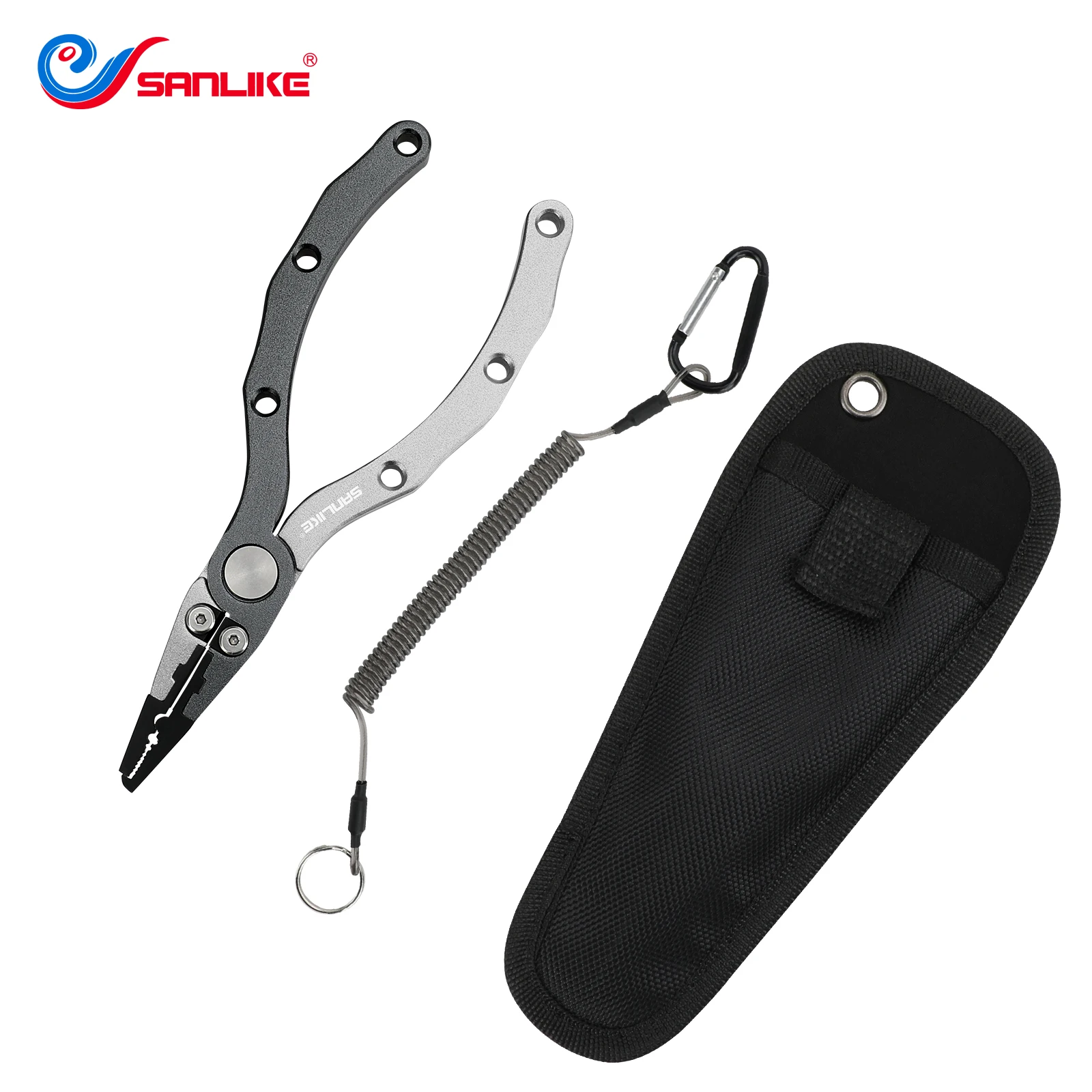 

SANLIKE Aluminum Alloy Fishing Pliers Multifunctional Fish Hook Remover Line Cutter with Safety Lock Storage Bag Fishing Tools
