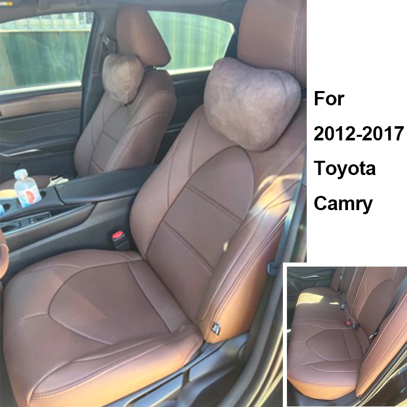 For Toyota Camry 2012-2017 Custom Fit Car Accessories Seat Kits Covers for 5 Seats Full Set Middle Perforated Leather