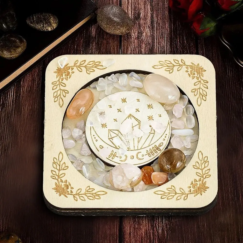 

Деревянная подставка для украшений DIY, вырезанная лазером, многоразовая, для кристаллов и камней, креативный деревянный лоток для браслетов ручной работы, подарок