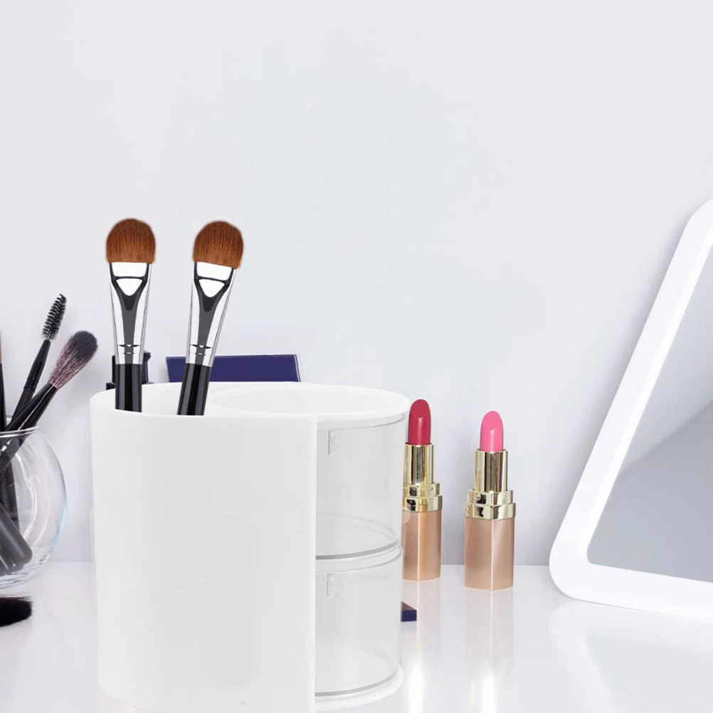 Multilayer Rotating Makeup ganizer Storage Box for Brushes Eyebrow Pencil Holder Bathroom Vanity Countertop Clear Display