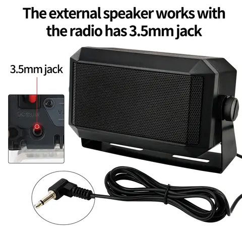 ABBREE Rectangular External Communications Speaker External Scanners for All 3.5mm Audio Plug CB Radios and Mobile Radio 10 best sales cb external speaker - №5