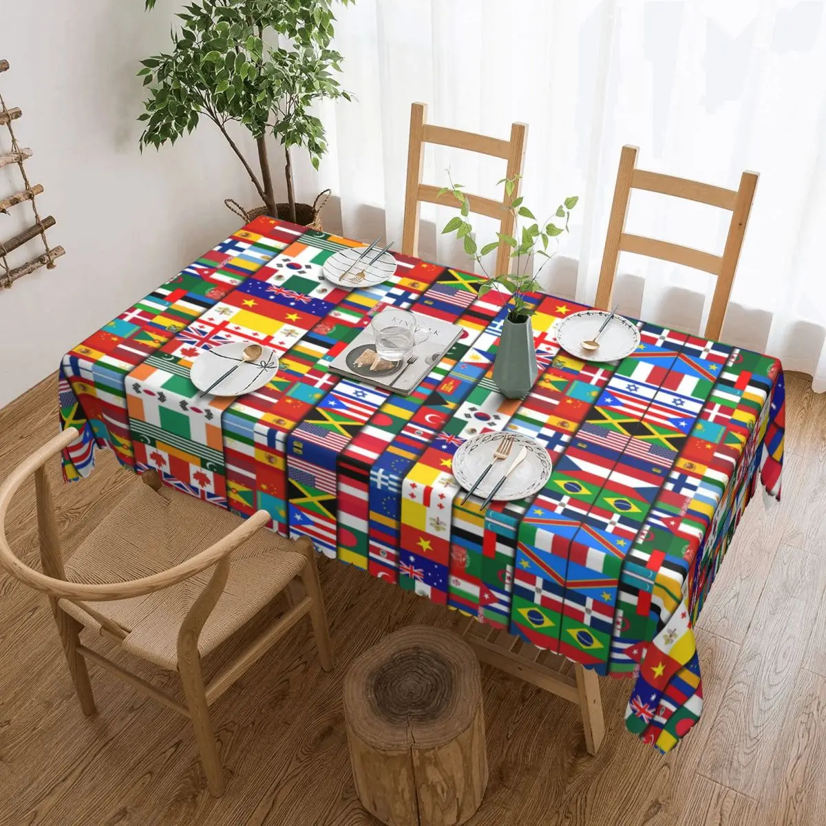 60 Flags Of The Countries Of The World Tablecloth Rectangular Oilproof International Gift Table Cover Cloth for Kitchen