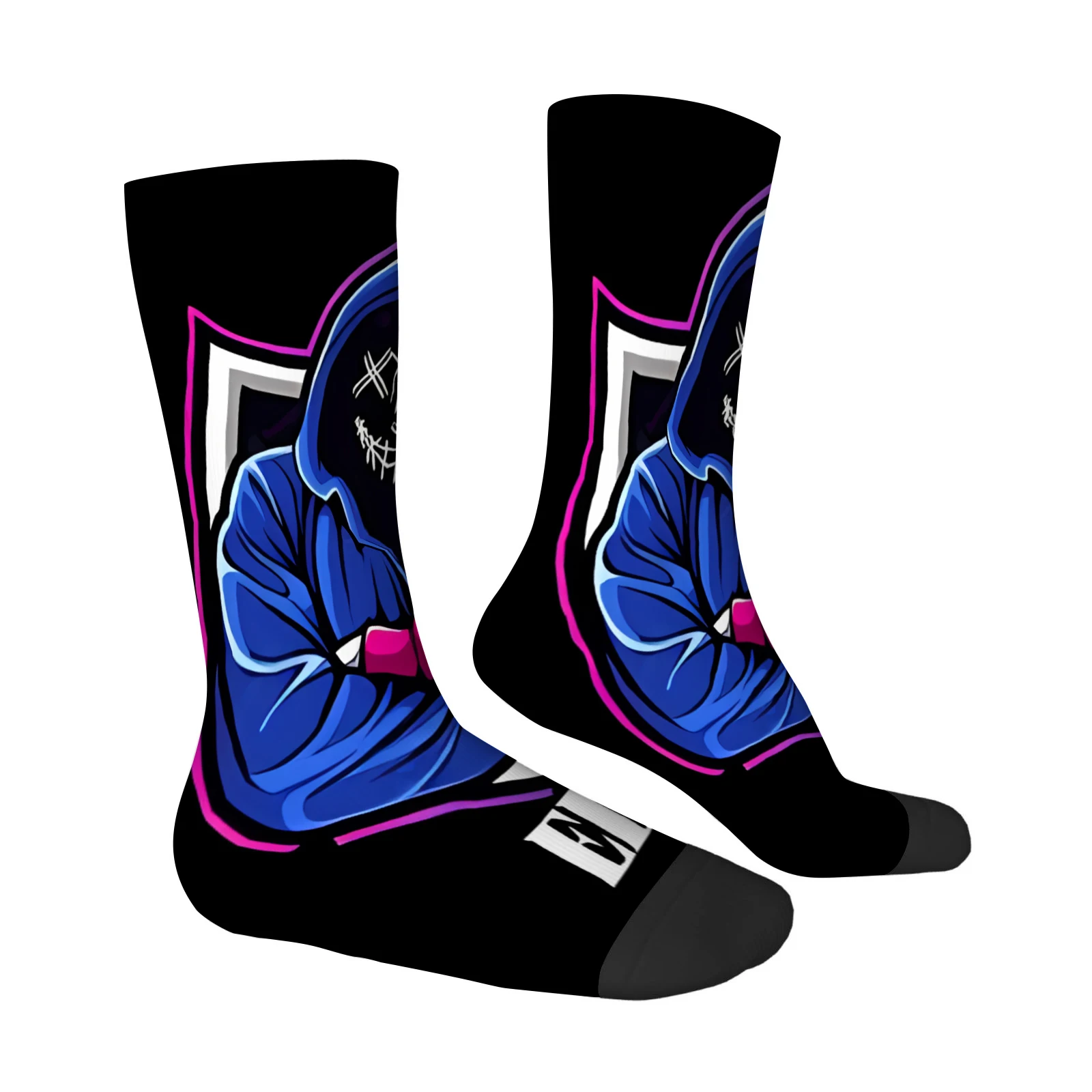 Men's Skull Pattern Mid Calf Socks Pink Black Gothic Print Polyester Spandex Elastic Breathable Machine Washable Novelty Socks