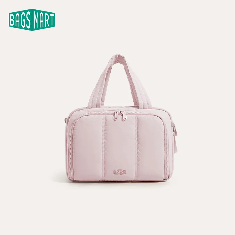 BAGSMART Waterproof Toiletry Bag For Women Travel Makeup Organizer With Compartments Lightweight Portable Cosmetic Gym Bag