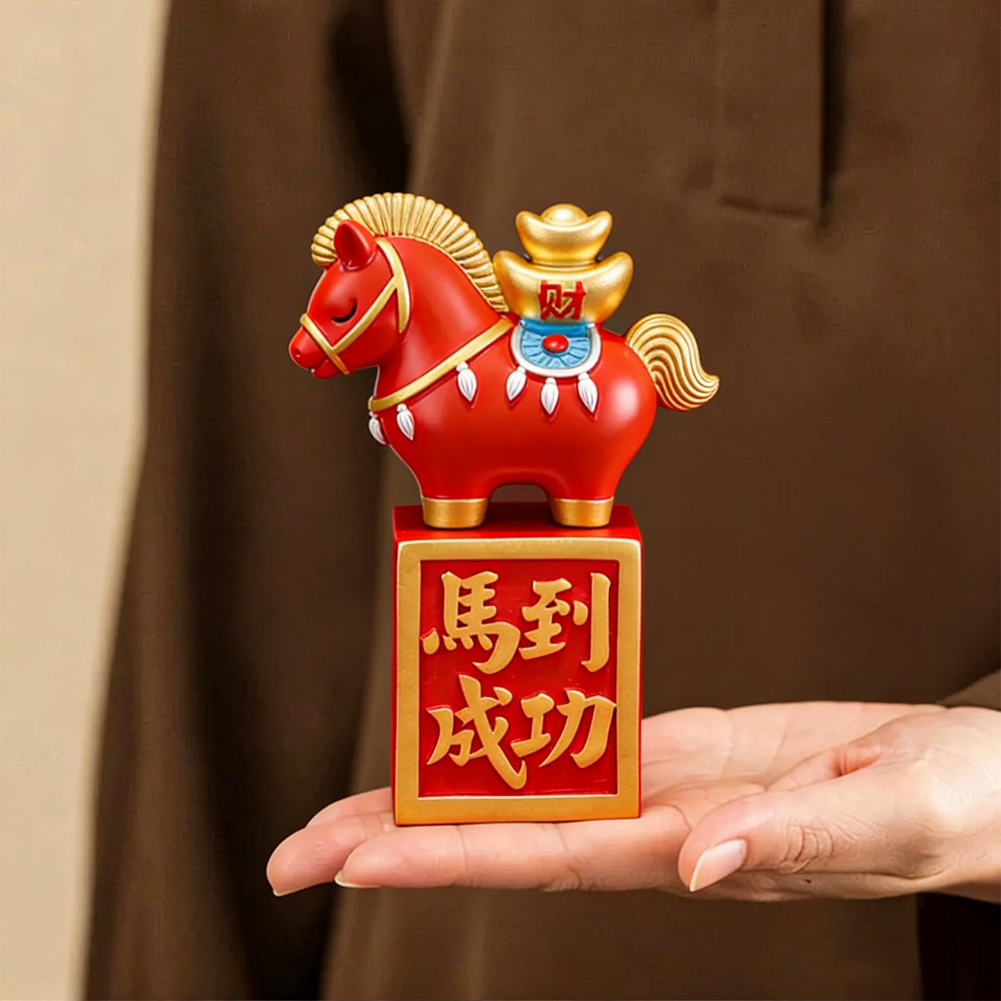 Mascotte de l'année du Cheval 2026, nouveau style, cadeau de naissance, symbole de réussite, décoration de bureau, petit ornement