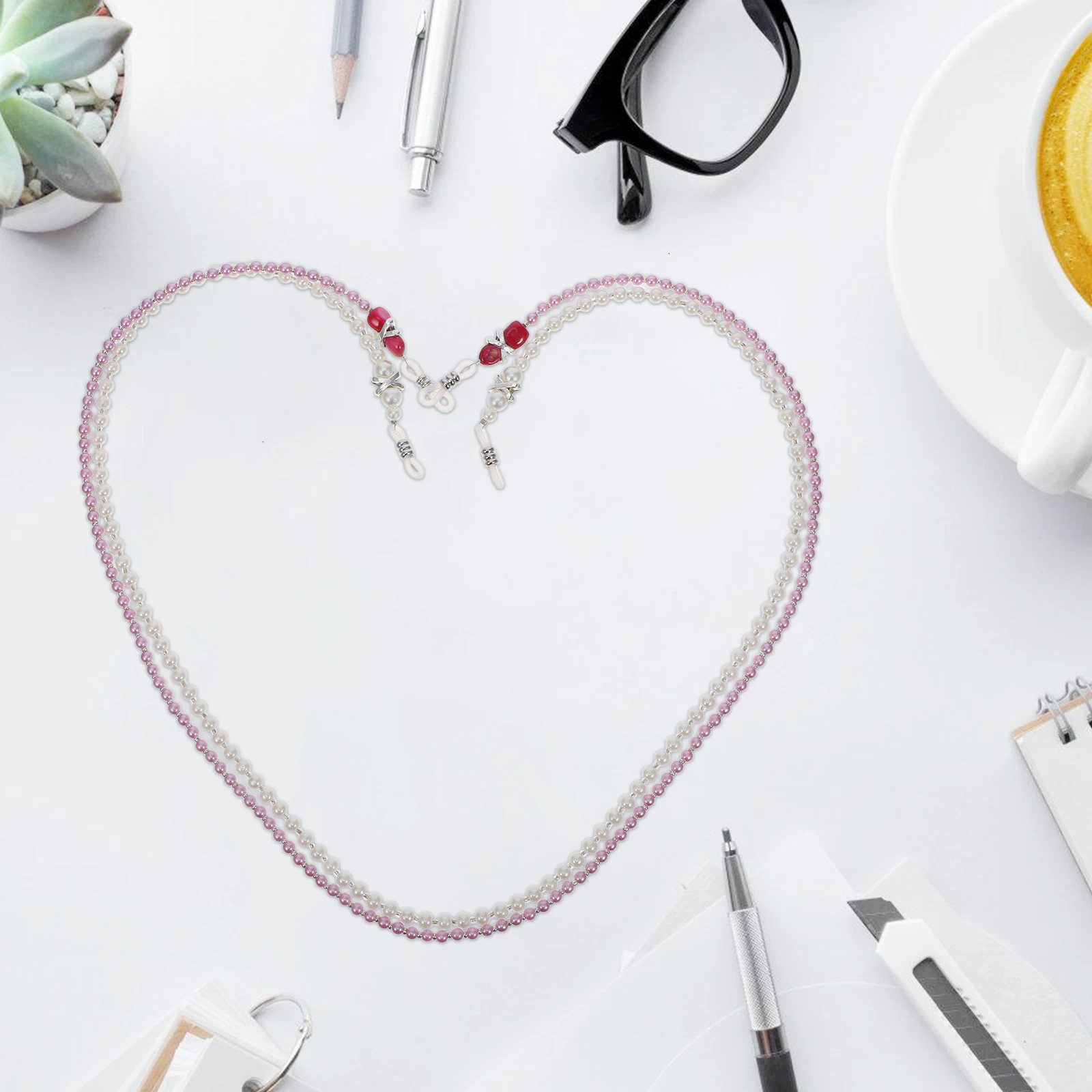 

2pcs Eyeglass Chains Women Beaded Glasses Chain Anti-Slip Glasses Strap For Women Durable Plastic Eye Glass Straps Fashion