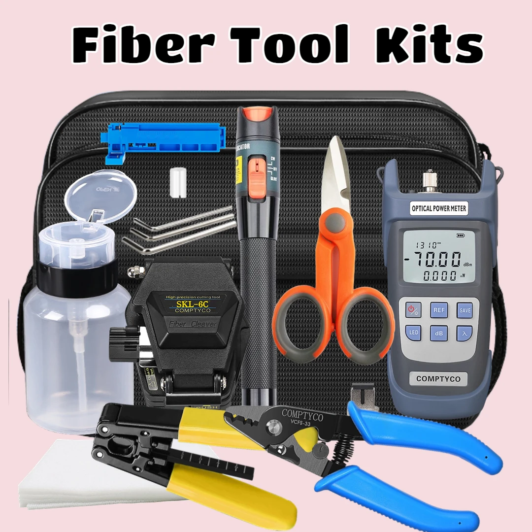 

FTTH Fiber Optic Tool Kit 10 MW Fiber Optic Power Meter FC-6S/SKL-6C Fiber Cleaver 10mW VFL and Kevlar Shears FTTH tool