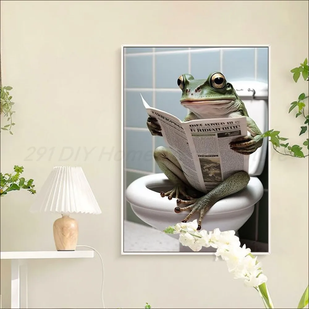 Animals Sitting on the Toilet Reading Poster Anime Posters Sticky HD Quality Poster Wall Art Painting Study Wall Decor