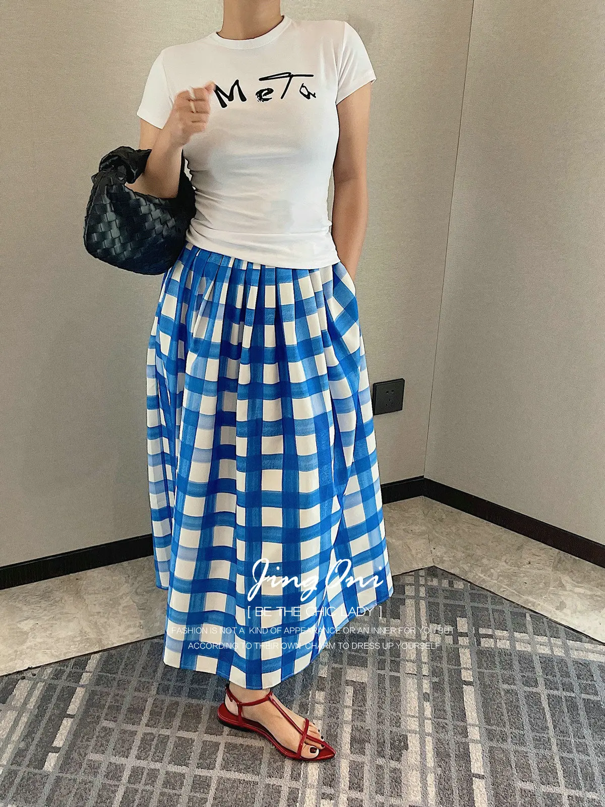Plaid Blue Skirt Long Woman Clothing 2025 Y2k Fashion Korean Style Summer Vintage New Lolita Tulle Elegant Gothic Beach A Line