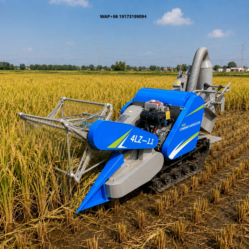Self-walking Crawler Type Combine Harvester Rice Wheat Harvesting Grain Paddy Rice Harvester Mini Rice Harvesters