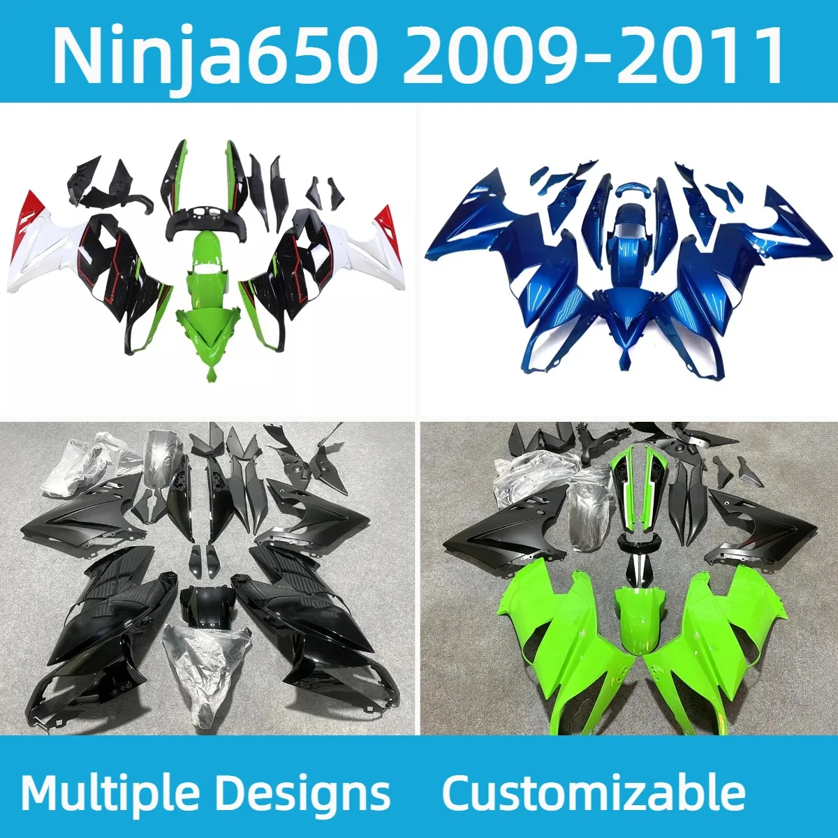 

For Kawasaki Ninja650 2009 2010 2011 Fairing Kit Fit ER6F 09 10 11 Motorcycle Injection Fairings Panel Set Bodywork