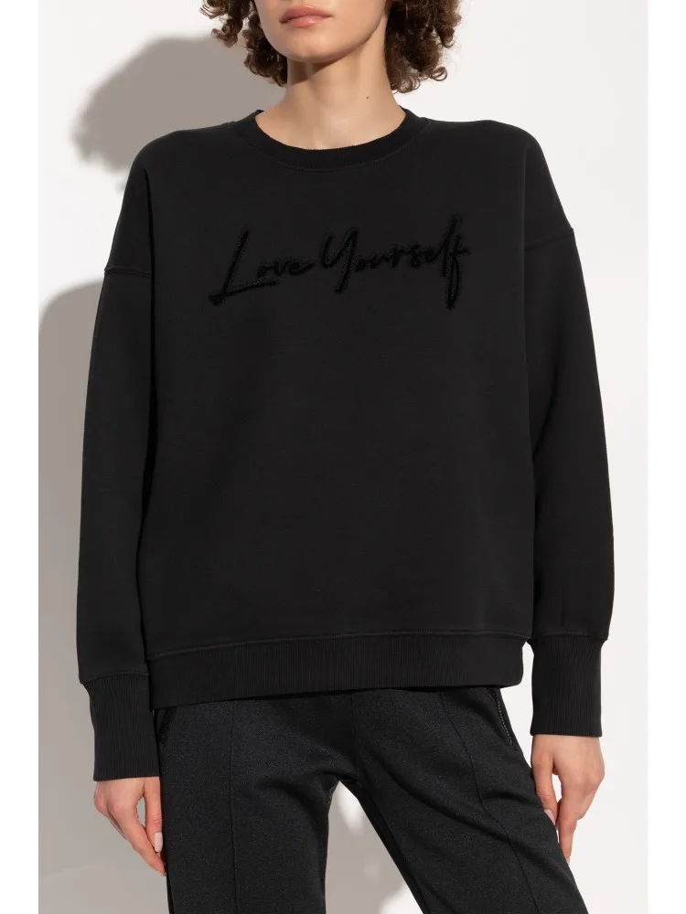 Diamond Flocking Love Yourself Women's Sweatshirt Autumn Winter Crew Neck Long Sleeve Pullover Sweatshirt Fashion Casual Y2K Top