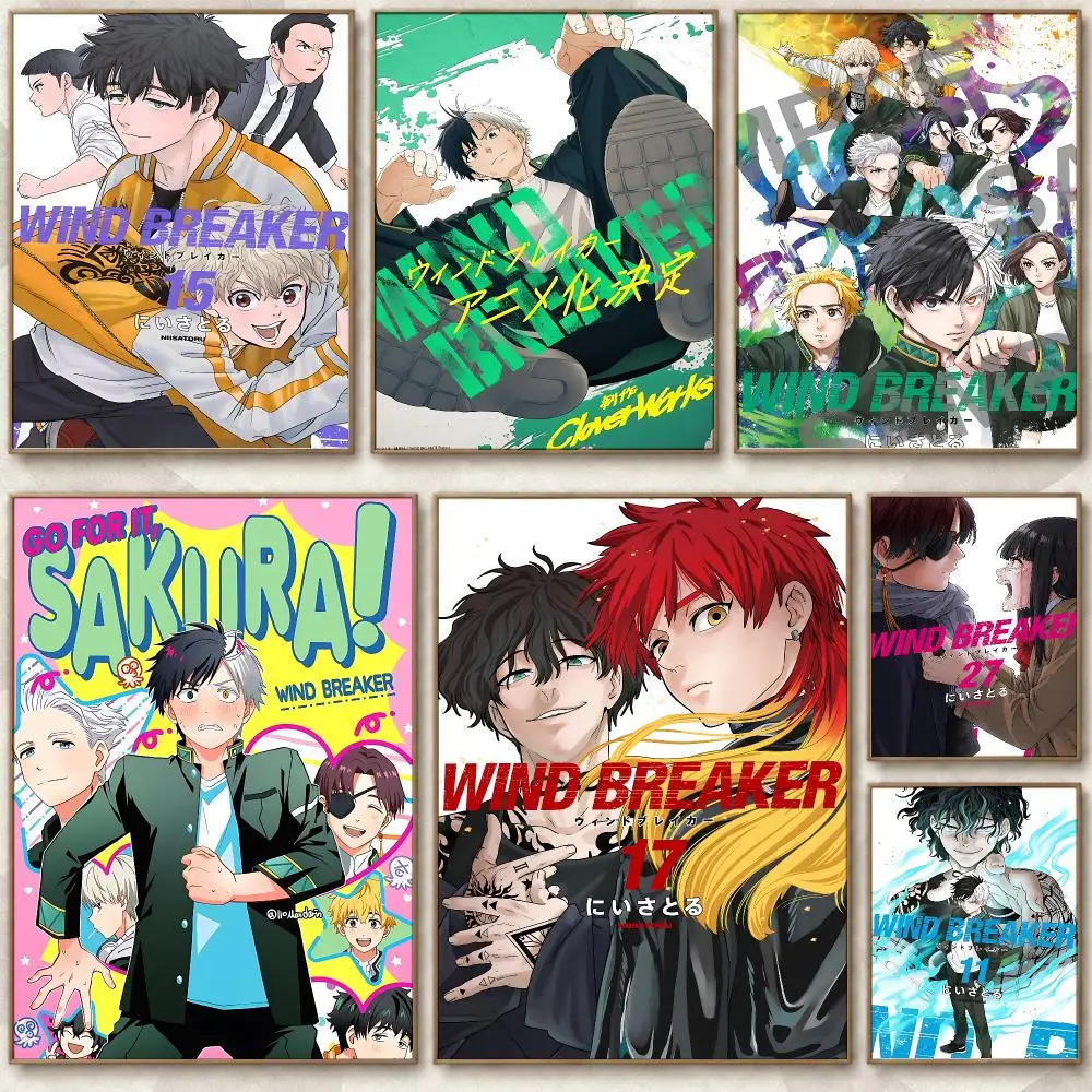 Trending Anime Wind Breaker Poster Chic Art Poster Self-Adhesive No Glue Residue for Bedroom Hallway