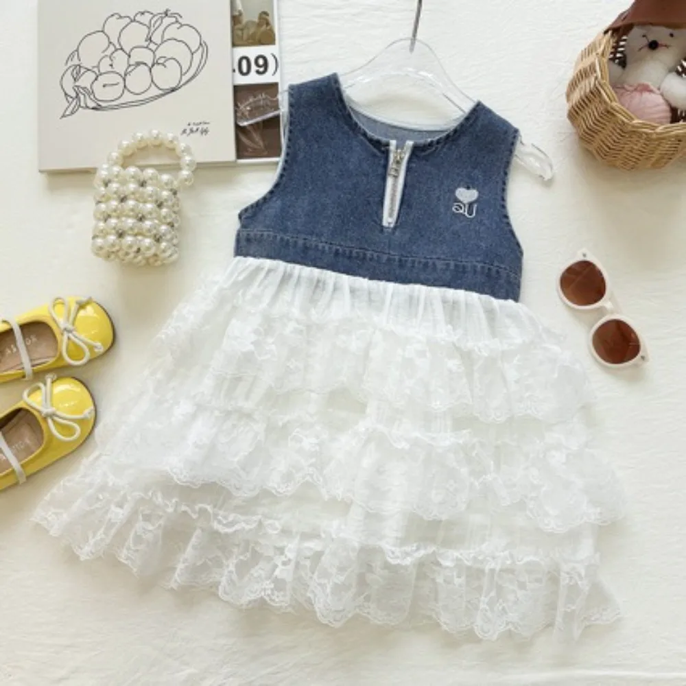 

2026 Summer Korean Girls 2Pcs Outfit, Sleeveless Tank Top Sweet Tiered Cake Skirt, Toddler Princess Casual Suit for 90-150cm
